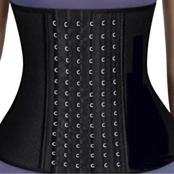 Corset Waist Trainer Cosplay Festival 22 Hook Eye Close Black Renaissance Gothic - Picture 2 of 9